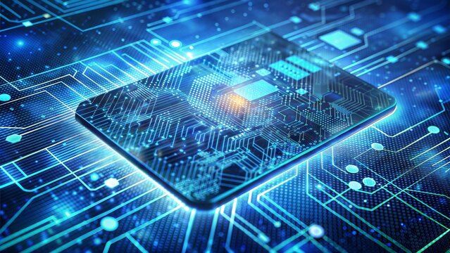 credit card in a hologram of abstract patterns on a blue background