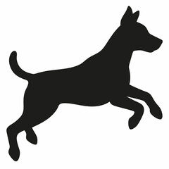 black dog isolated on white, dog vector illustration, animal vector art, dog silhouette, dog vector icon, dog jumping cartoon line art, eps