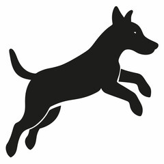 black dog isolated on white, dog vector illustration, animal vector art, dog silhouette, dog vector icon, dog jumping cartoon line art, eps