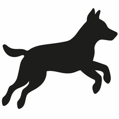 black dog isolated on white, dog vector illustration, animal vector art, dog silhouette, dog vector icon, dog jumping cartoon line art, eps