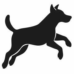 black dog isolated on white, dog vector illustration, animal vector art, dog silhouette, dog vector icon, dog jumping cartoon line art, eps