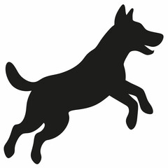 black dog isolated on white, dog vector illustration, animal vector art, dog silhouette, dog vector icon, dog jumping cartoon line art, eps