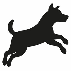 black dog isolated on white, dog vector illustration, animal vector art, dog silhouette, dog vector icon, dog jumping cartoon line art, eps