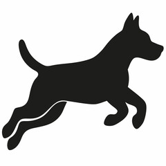black dog isolated on white, dog vector illustration, animal vector art, dog silhouette, dog vector icon, dog jumping cartoon line art, eps