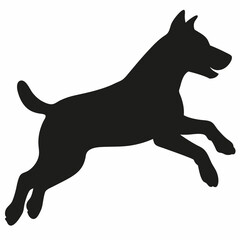black dog isolated on white, dog vector illustration, animal vector art, dog silhouette, dog vector icon, dog jumping cartoon line art, eps