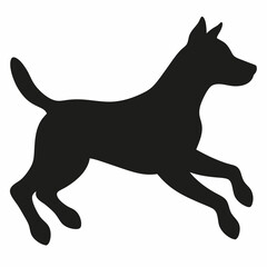 black dog isolated on white, dog vector illustration, animal vector art, dog silhouette, dog vector icon, dog jumping cartoon line art, eps