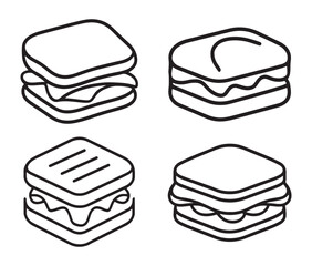 Sandwich set icon, logo isolated on white background silhouette vector 