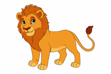 A cartoon lion cartoon vector art in white art background illustration.