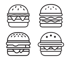 Burger set icon isolated on white background. Modern and editable burger icon silhouette vector