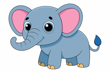  A cartoon elephant cartoon vector art in white art background illustration.