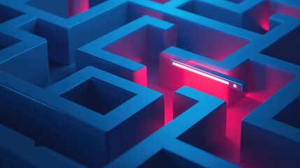 Fototapeta premium Glowing Path Through a Maze