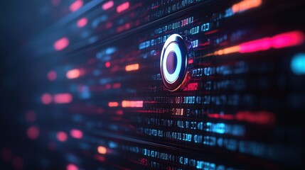 Fototapeta premium Futuristic Digital Interface with Glowing Circle Button