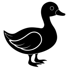 Duck isolated on white, duck vector illustration, animal vector art, duck silhouette, pet vector icon, duck cartoon line art, eps