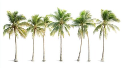 Obraz premium Tropical Oasis - Coconut Palms Standing Tall in Isolation on a White Background.