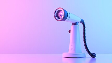 handheld medical dermatoscope, used for skin examinations, placed on a sterile table, bright lighting, advanced and clinical atmosphere