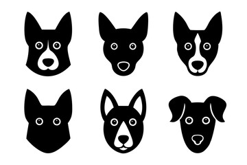 Set of dog head icons silhouette vector art illustration
