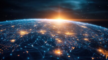 Fototapeta premium Global Network of Cities at Night