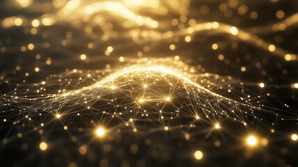 Abstract Golden Network with Glowing Points