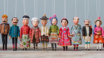 Folklore puppet show, handcrafted figures, cultural heritage, storytelling tradition, theatrical legacy