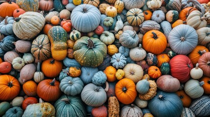 Colorful Autumn Gourds and Pumpkins