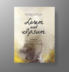 Wedding invitation with Abstract splashed watercolor background