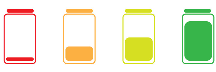 battery charging bars vector design in full state and drain state illustration