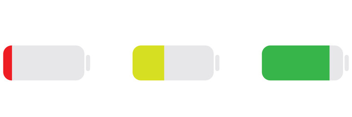 Battery icon set .Battery charging point. Charging indicators icon collection .Charge indicator.Vector