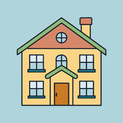 house isolated on white, house vector illustration, Two story house vector art, house silhouette, house vector icon, bilding cartoon line art, eps