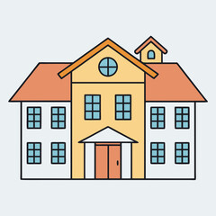 house isolated on white, house vector illustration, Two story house vector art, house silhouette, house vector icon, bilding cartoon line art, eps