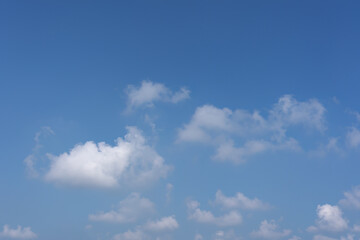 Serene Blue Sky with Fluffy White Clouds