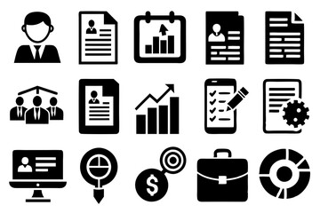 Business icons set silhouette vector art illustration
