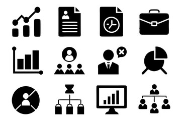 Business icons set silhouette vector art illustration
