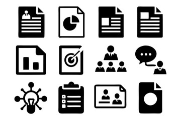 Business icons set silhouette vector art illustration
