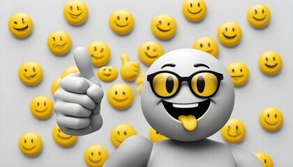 3d yellow emoji with thumbs up