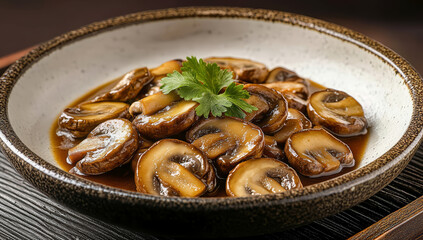 Fototapeta premium A bowl of braised shiitake mushrooms