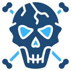 Skull Solid Color Icon Design Vector