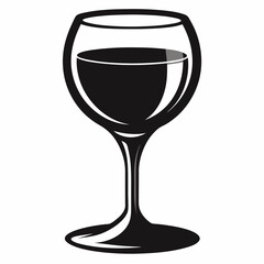glass isolated on white, wine glass vector illustration, glass of wine vector art, glass of wine silhouette, tea cup vector icon, glass of wine cartoon line art, eps