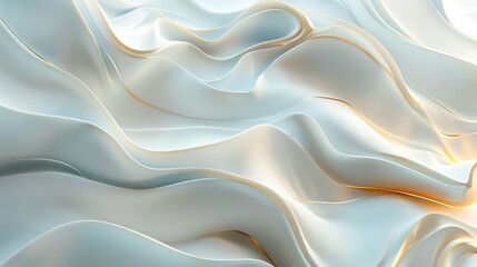Fototapeta premium Abstract wavy white background with gold accents.