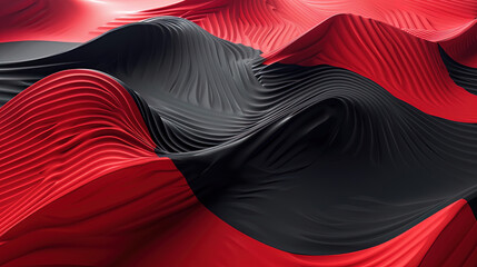 Red and black background with waves and circle