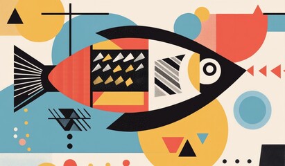 Flat illustration of modern fish.
