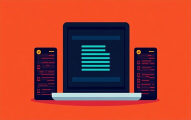 Fintech development, enhanced security protocols, flat design illustration