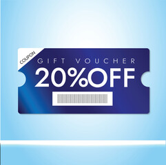 Discount coupon. Blue concept.