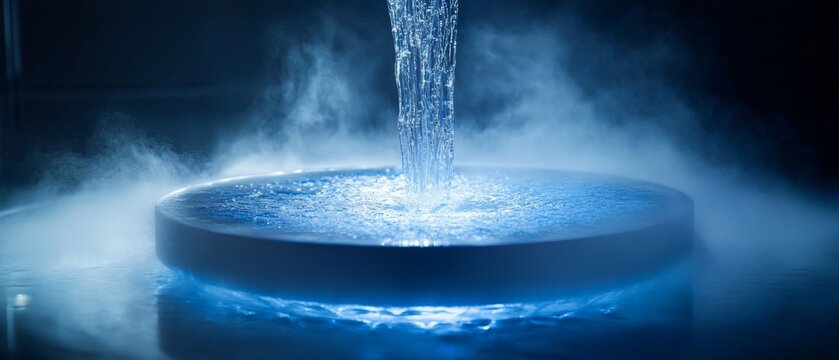 Cool Science - Superconductor Cooling Process with Liquid Nitrogen Pouring Over Material in Futuristic Setting