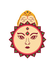 goddess durga and traditional mandala round