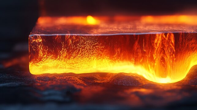 Intense Heat Transfer Visualization: Thermal Energy Flow in Solid Object with Gradient from Hot to Cool under Bright Lighting