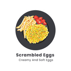 Hand drawn vector illustration of scrambled eggs