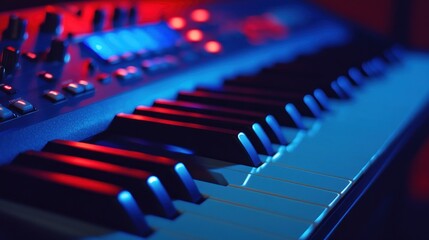 Blue and Red Lit Keyboard Keys