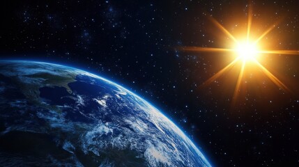 Obraz premium Earth and Sun from Space