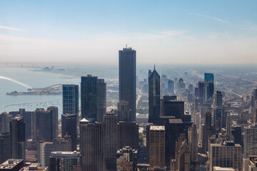 Fototapeta premium Modern Architecture Tower Buildings, Michigan Lake Chicago, Illinois, United States