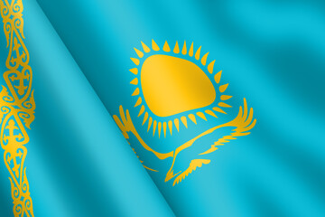 Kazakhstan waving flag 3d illustration
